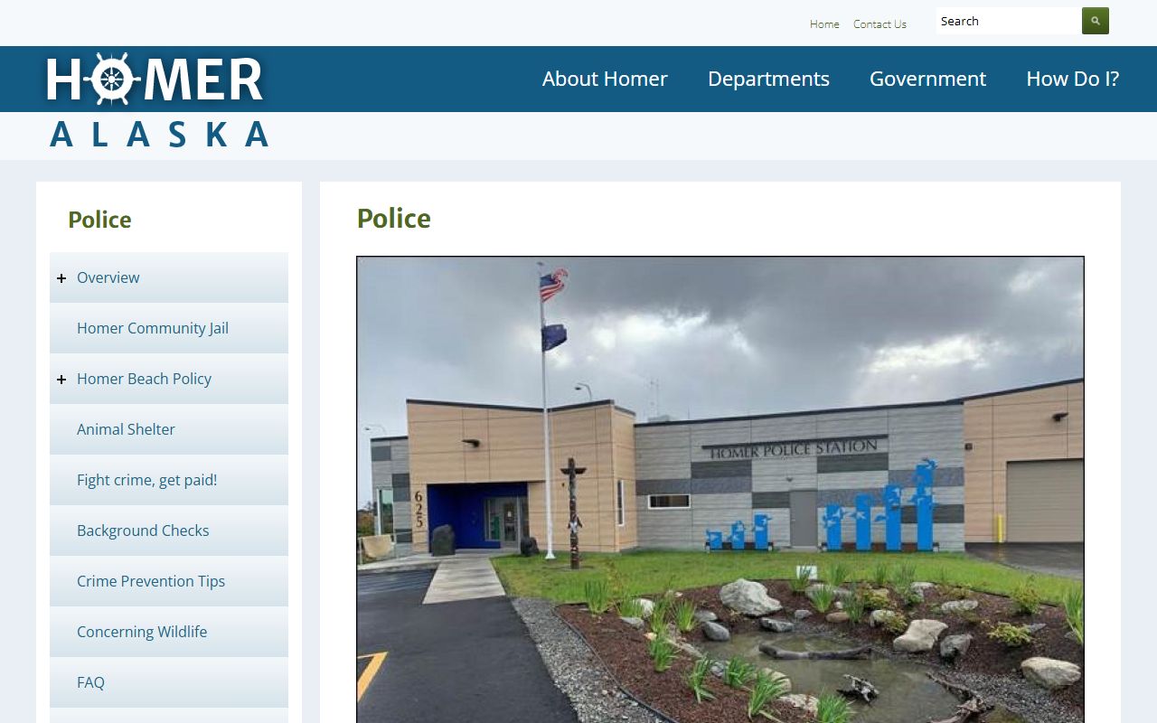 Homer Residents Directory view of the Homer Police Department page