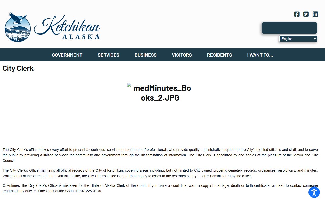 Ketchikan Residents Directory view of the Ketchikan City Clerk
