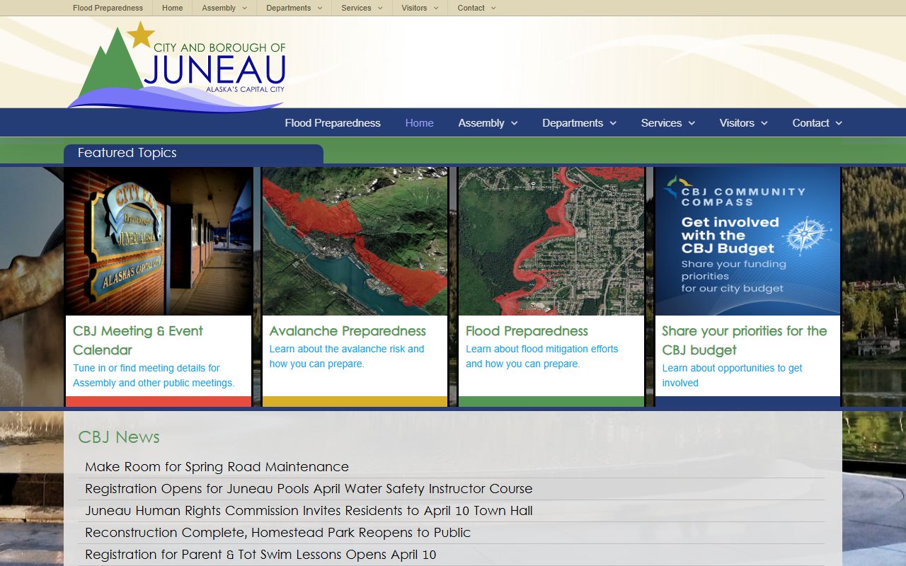 Juneau City and Borough Residents Directory view of the City and Borough of Juneau homepage