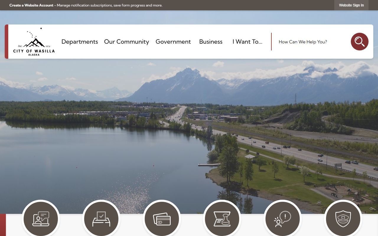 Wasilla Residents Directory view of the City of Wasilla homepage