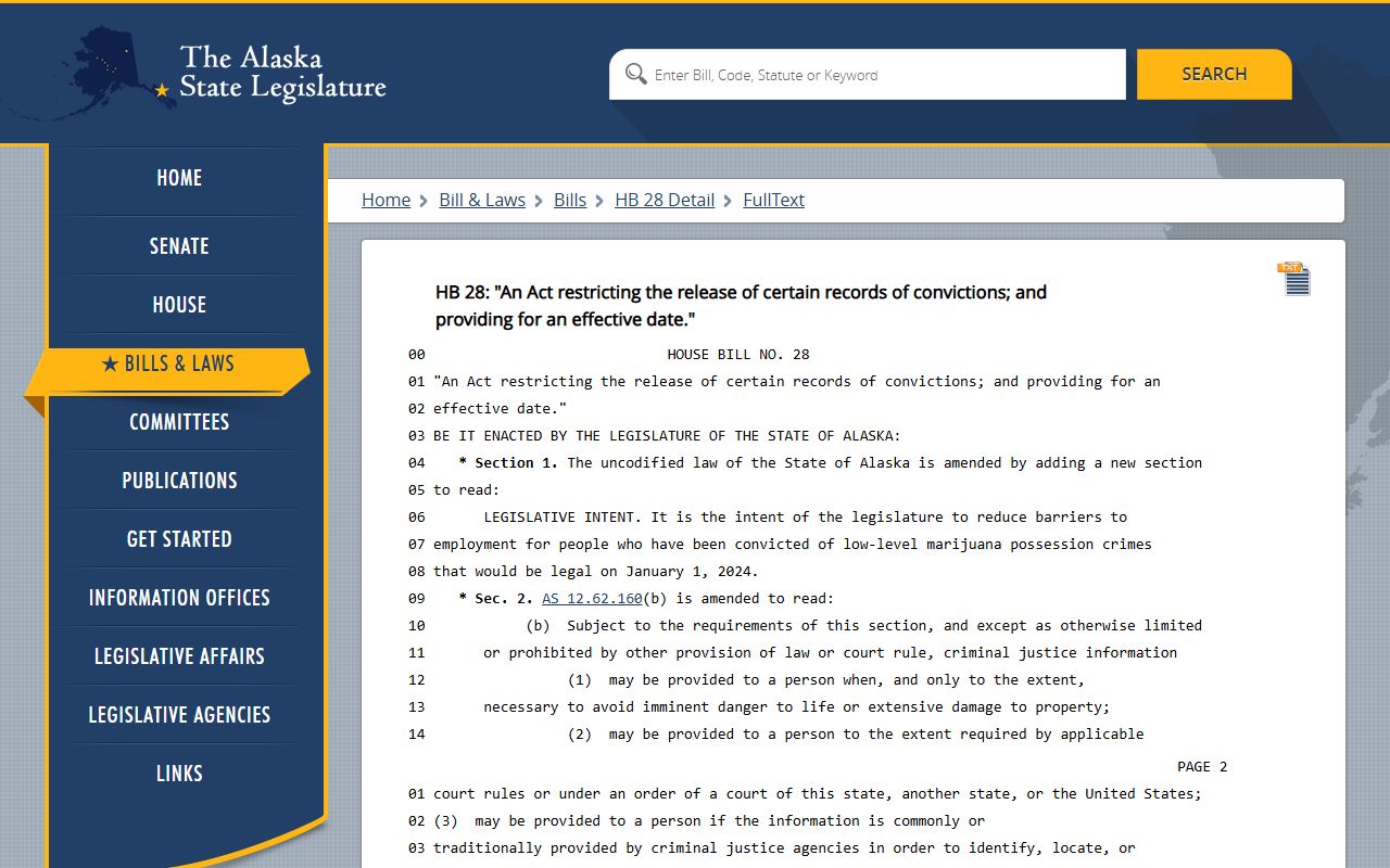 Alaska Residents Directory Alaska Statutes AS 12.62 page