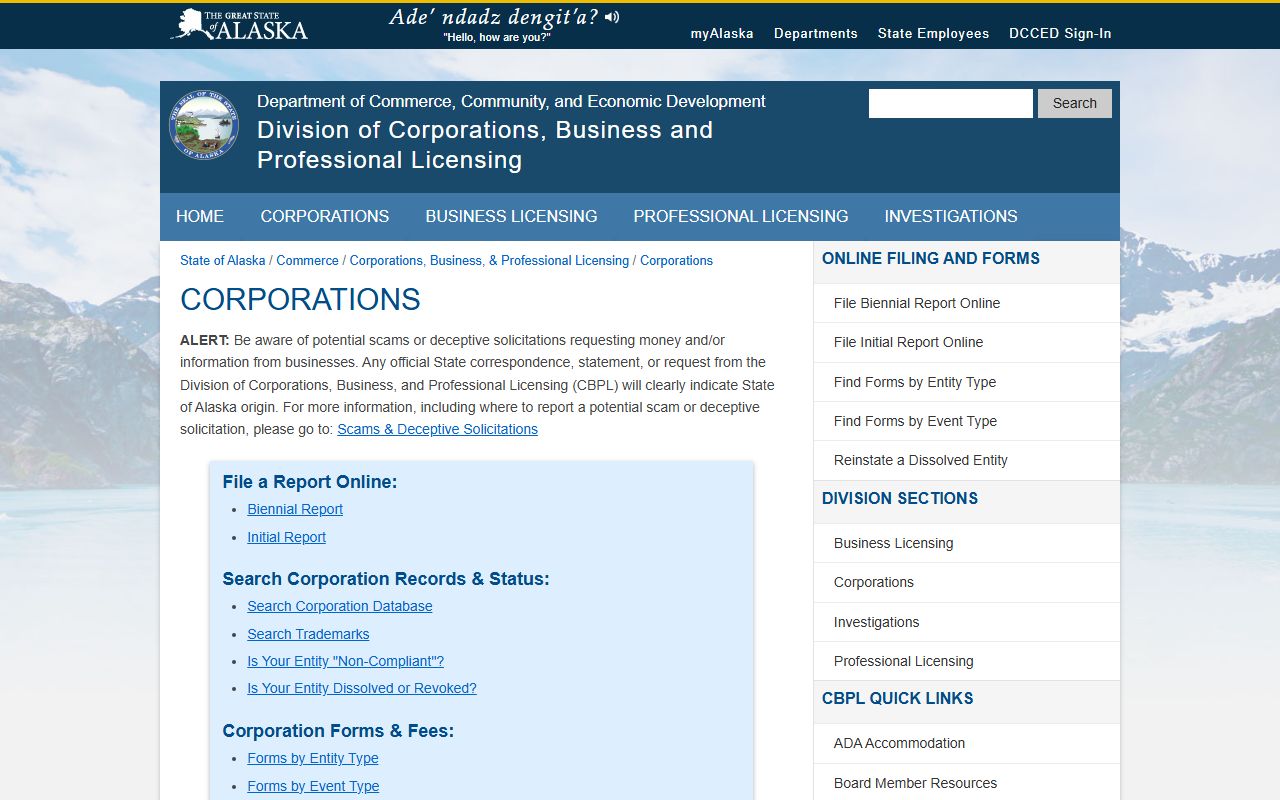 Alaska Residents Directory Alaska corporations database search