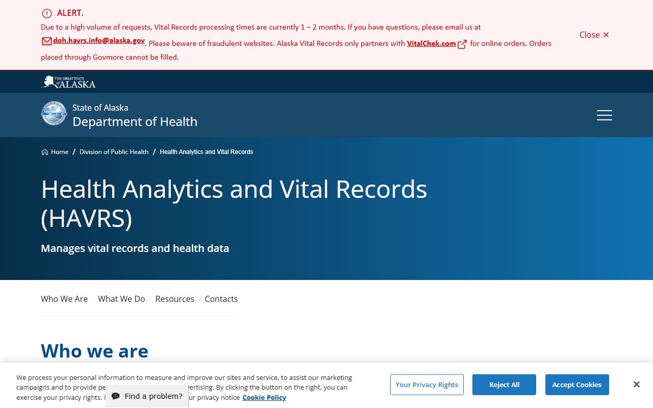 Alaska Residents Directory Alaska health analytics and vital records page